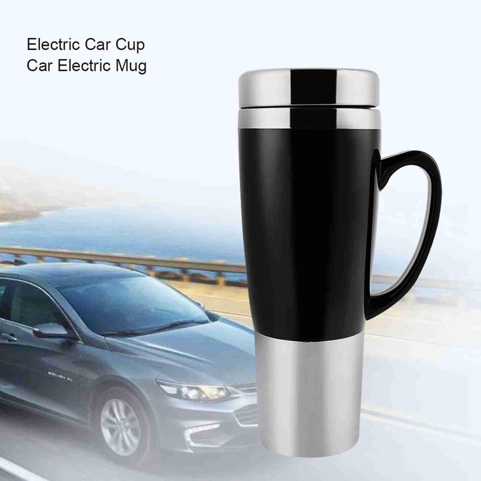 Elektryczny kubek podróżny 12 V Czajnik samochodowy 450 ml Kubek izolowany do podgrzewania wody Kawa Herbata Czarny (Czarny)