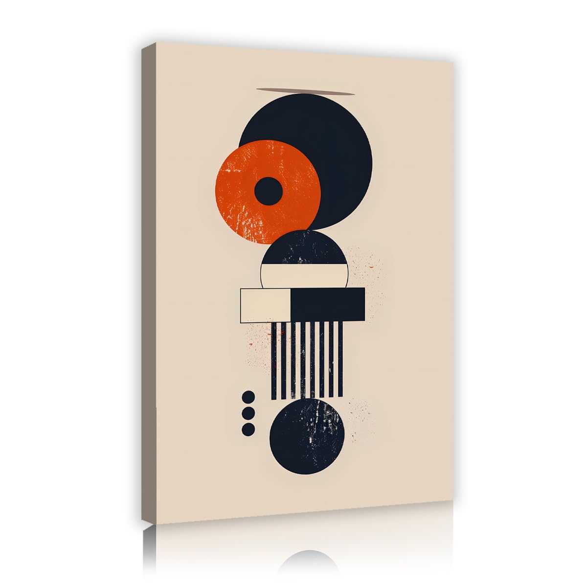 Via Vela Fbh12 Mid Century Geometric Canvas Wall Art Abstract Retro Shape Painting Orange Black Circle Line Picture Graphic Poster Print For Studio Hallway Office Decor 80X120cm