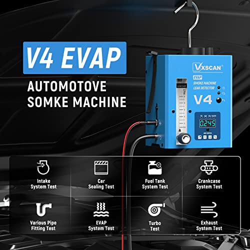 VXSCAN Automotive EVAP Smoke Machine Leak Detector V4, Vacuum Leakage Tester with Digital Pressure Gauge & Air Flowmeter, Fuel Pipe Diagnostic Tester for All 12V Cars, Motorcycles, Trucks, Boats, ATVs - Thumbnail 2