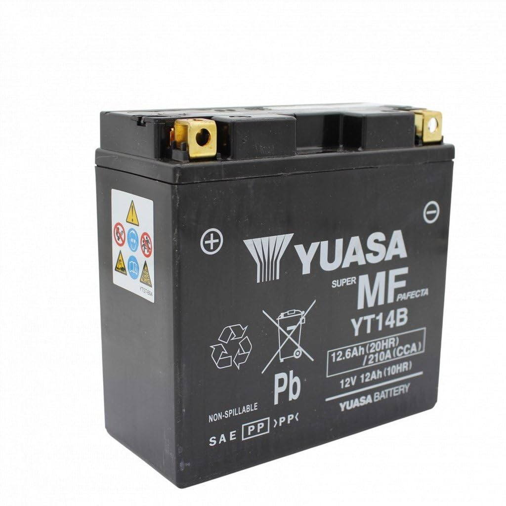 Yuasa YT14B 12V 210 CCA Powersport wartungsfreie AGM VRLA-Motorradbatterie | Wartungsfrei, Robust, Zuverlässige Leistung, Lange Lebensdauer