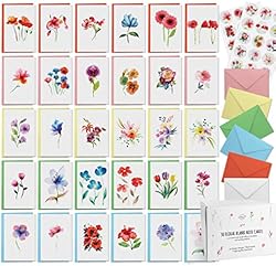 Dessie 30 Floral Watercolor Blank Cards With Envelopes - 30 Different 4x6 Inch Blank Greeting Cards w/Assorted