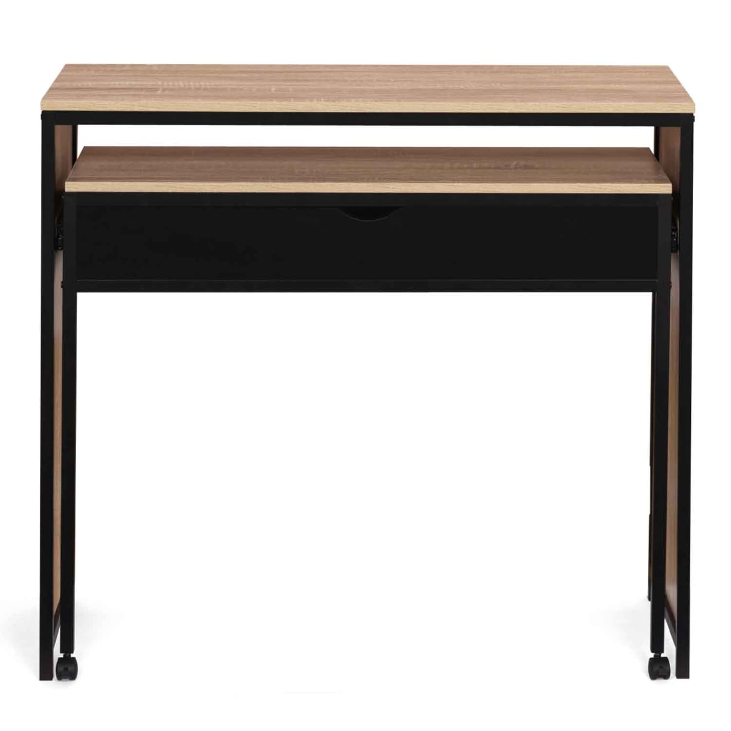 IDMarket - Escritorio extensible con 1 cajón, color negro Boston diseño industrial