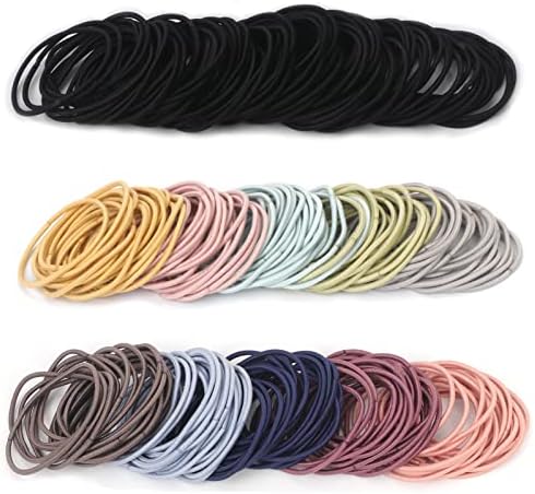 Unaone 300 PCS Hair Ties, Multicolor Elastic Hair Bands Ponytail Holders, Stretchable Rubber Hair Band No Crease Hair Band 2mm for Thin Hair, Suitable for Women, Men, Girls and Boys