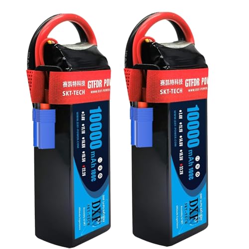 Batterie Lipo 6S DXF 10000mAh 22.2V avec Décharge Élevée 100C et Connecteur EC5 - Pack de 2, Idéale pour Drones, Avions RC et Voitures, Performances Exceptionnelles!