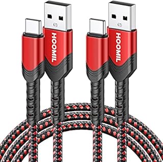 HOOMIL USB C Charge Cable, [2-Pack,2M] [3A Fast Charge] Nylon USB A to Type C Charging Cable for Samsung Galaxy S22 S20 S21 S10 Plus, HUAWEI P30 P20, Google Pixel, Sony Xperia,Switch etc. - Red