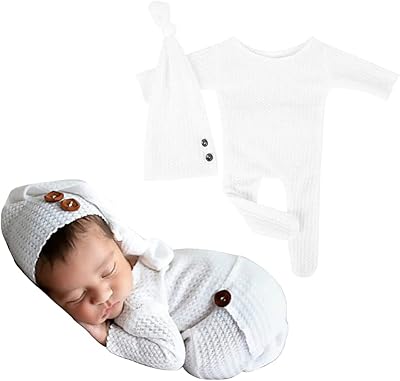 Photography Props Boys Girls Outfits Jump Suit Hat Romper Bodysuit for Newborn Baby Photoshoot Costume Set