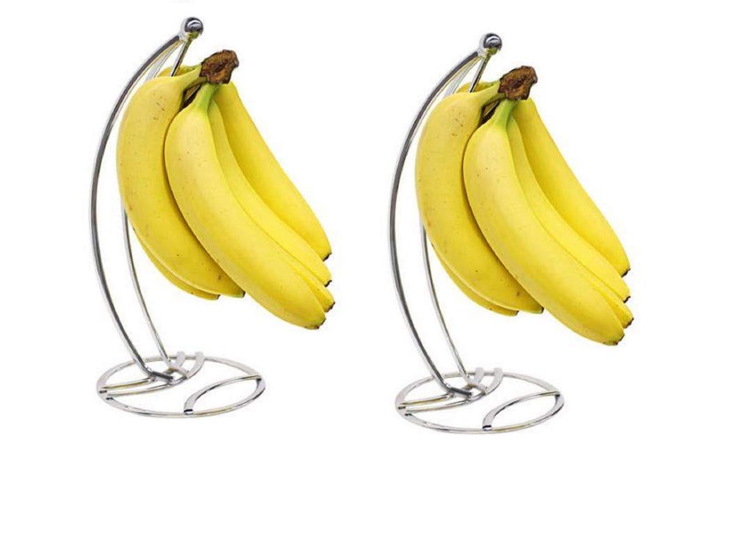 ROLLYWAREStainless Steel Classic Banana Stand for Dining Table, Kitchen (Silver) - Pack of 2