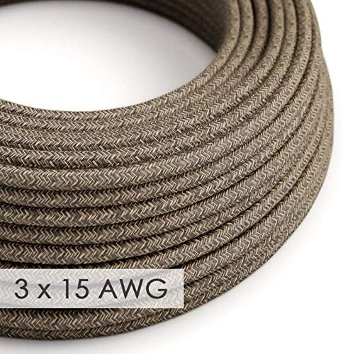 Extension Cord - Round Brown Linen RN04-15/3 AWG - 8ft