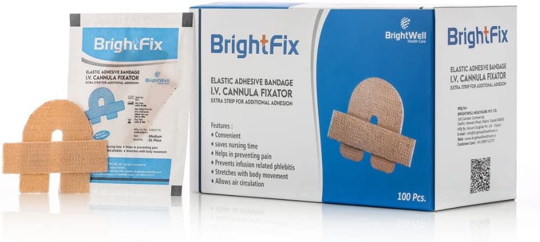 - Brightfix Cannula Fixator 100pcs || Elastic Adhesive Bandage || With Extra Strip For Additional Excellent Adhesion