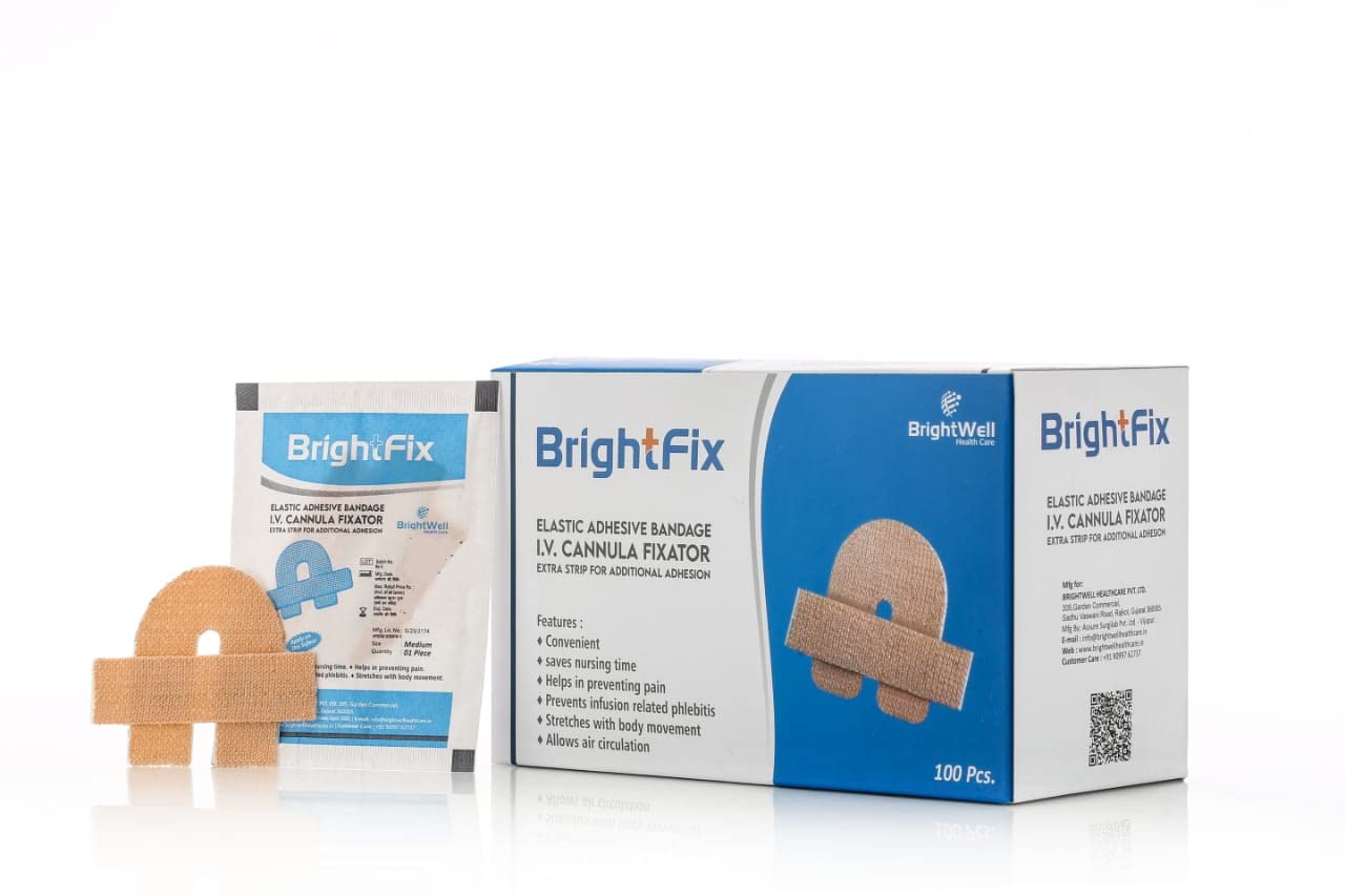Brightfix Cannula Fixator 100pcs || Elastic Adhesive Bandage || With Extra Strip For Additional Excellent Adhesion