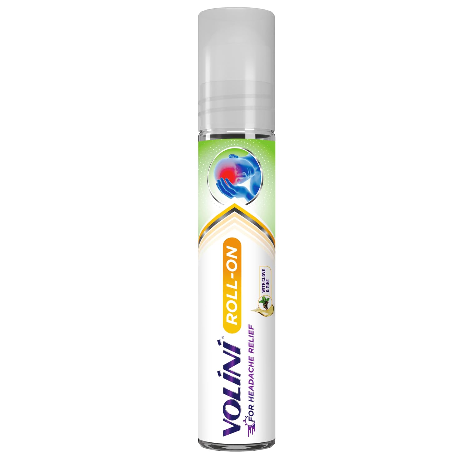 Volini Headache Relief Roll-On, 10ml, Instant Relief, with Clove & Mint, Non-Sticky, On-the-Go Relief - Pack of 1