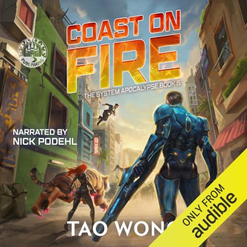 Diseño de la portada del título Coast on Fire: An Apocalyptic LitRPG