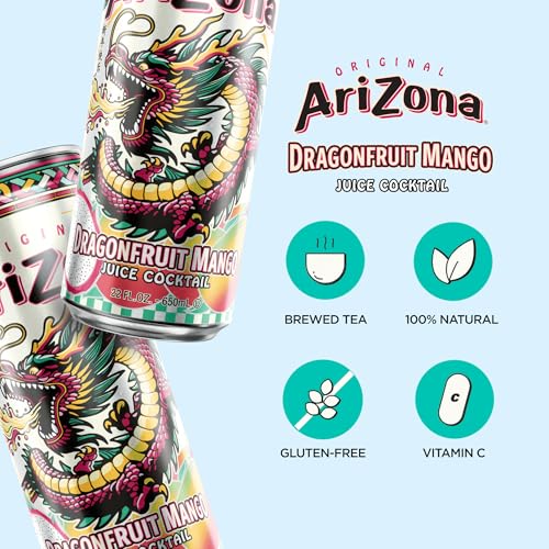 Image of AriZona Dragon Fruit Mango | Fruit Juice Cocktail | 22 Fl Oz (12 Pack)