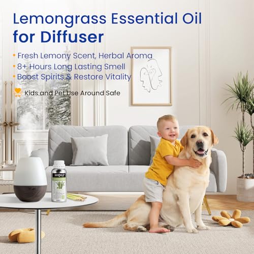 Image of HIQILI 16 Fl Oz Lemongrass Essential Oil, 100% Pure Natural Undiluted for Diffuser, Hair