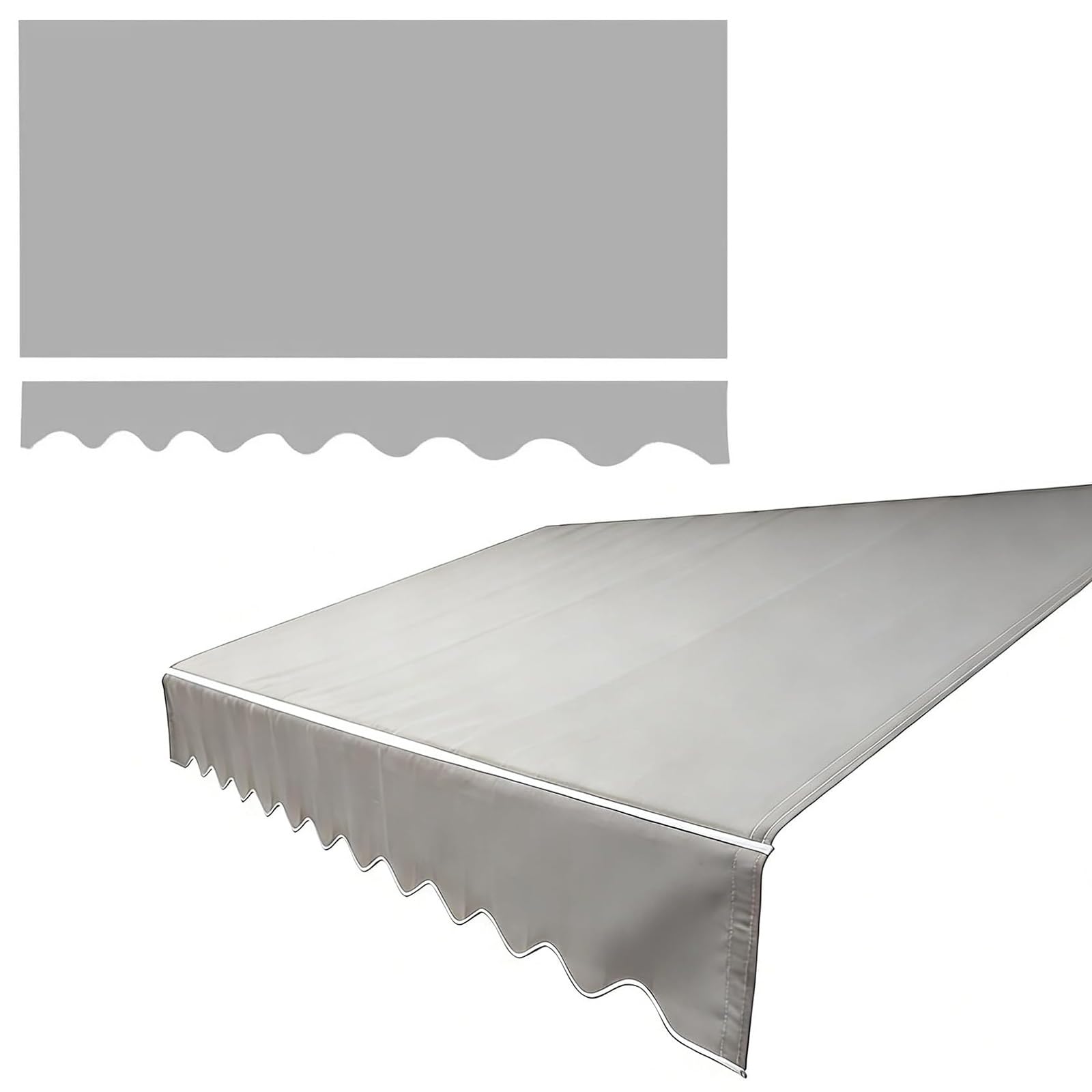 ROFBIHG Awning Replacement Fabric with Valance, 280g Polyester Uv Resistant Manual Awning Canopy Cloth Water-Resistant Sunshade Canopy Cover for Awnings Door Market Deck(Gray,2.5x2m(8.2x6.5ft))