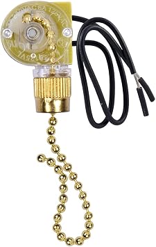 Ceiling Fan Light Switch Zing Ear ZE-109,Two-Wire Control On-Off Compatible with Hunter Ceiling Fans Light Lamps and Wall Lights ReplacementBrass