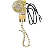 Akahttbn Ceiling Fan Light Switch Zing Ear ZE-109,Two-Wire Control On-Off Compatible with Hunter Ceiling Fans Light Lamps and Wall Lights Replacement(Brass)