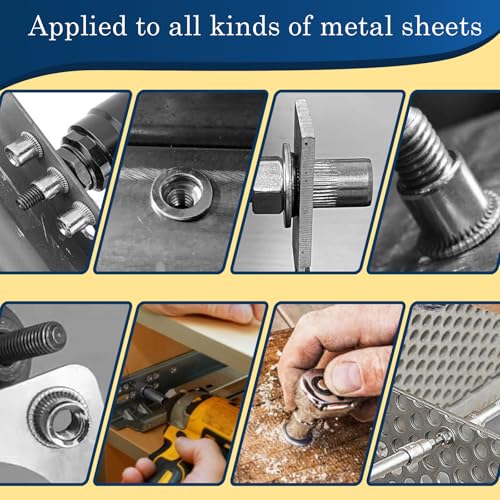 Image of 8-32 UNC Rivet Nut, 100Pcs 304 Stainless Steel Flat Head Rivnut Threaded Insert Nutsert