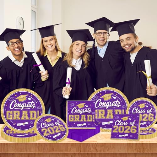 Graduation Plates and Napkins 2026,200pcs Purple and Gold Graduation Decorations 2026 Disposable Congrats Grad Paper Plates for Class of 2026 Graduation Purple and Gold Party Supplies ,Serve 50 by Gexlaju - Used condition - Image 4
