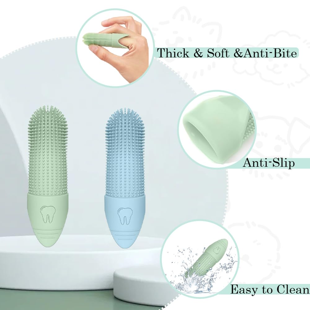 2 PCS Dog Finger Toothbrush Silicone Pets Teeth Cleaning Toothbrush 360° Bristles Dog Cat Dental Brushes Kit with Storage Cases for Teeth Cleaning Tartar Removal Fresh Breath and Gum Health - Image 3