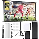 OWill Screen Projector with Tripod 100 Inches, 16:9 HD Extendible, Portable Projector for Home Cinema, Office, School, Presentation