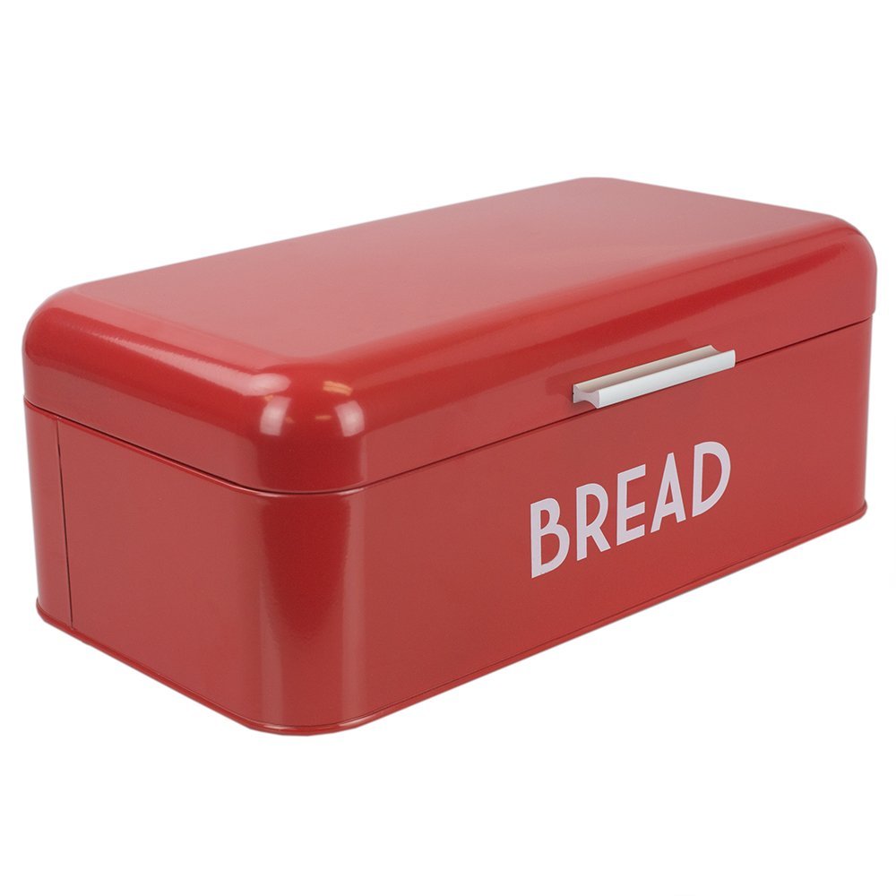 Red : Home Basics BB44455 Metal Bread Box with Lid