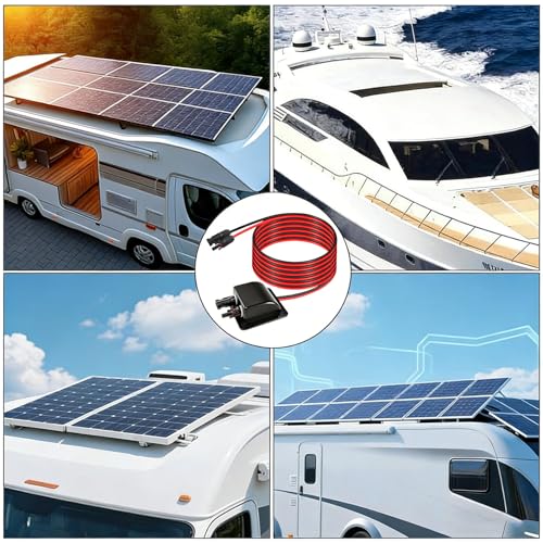 Dachdurchführung Solar Kabeldurchführung, Wasserdichte Doppel Kabeldurchführung mit 2M Solarkabel, Solarmodule Kabelverbinder, Solar Dachdurchführung für Wohnmobile Photovoltaik RV Solarplatten Camper