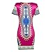 Womens Traditional African Print Dashiki Stretch Bodycon Dress 3XL Pink