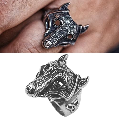 Anel Viking Nórdico Masculino Lobo Fenrir Em Aço Inox 316 Vintage Thor Ragnar Floki (17)