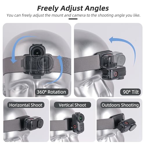 Vertical/Horizontal Shooting Rotatable Head Strap Mount for DJI Osmo Nano Camera Headband Stand Rotates 360° Horizontally and Flips 90° with Elastic Strap and Soft Pad First-Person View Accessories by ActionLab - Image 2