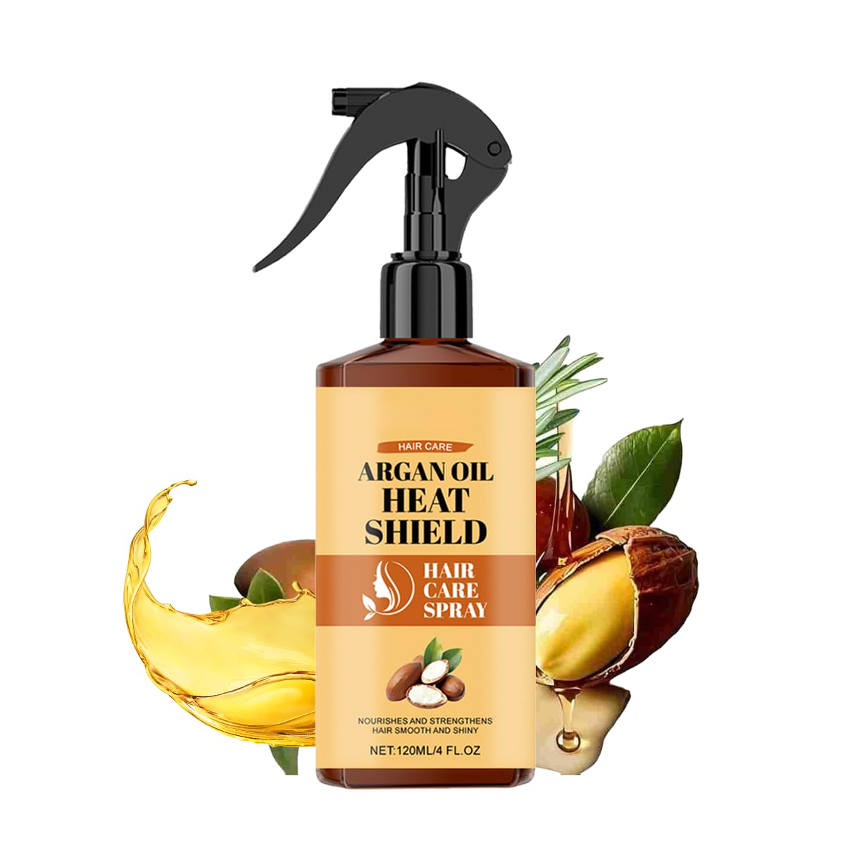 Argan Oil Heat Protectant Spray for Hair - Thermal Shield with Moroccan Argan Oil to Nourish & Hydrate, Helps Smooth Dry, Brittle Hair & Reduce Breakage for Silky Shine, for All Hair Types(120ml)