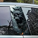 (One Pair) Dark Style Skull car B-Pillar Stickers Vinyl Stickers and Decals ，Waterproof, Sun-Proof, Scratch-Resistant B-Pillar Protectors Durable car Accessories (COLOR02)