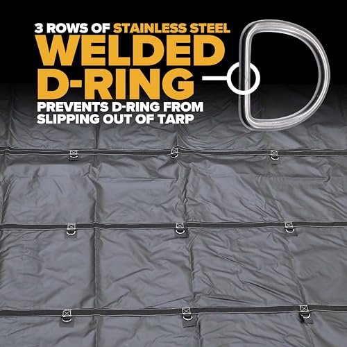 US Cargo Control 20 Feet x 28 Feet Flatbed Tarp, 14 Ounce Lightweight Tarp for Flatbed Truck, 6 Foot Drop & Flap, PVC-Coated Polyester Protects Cargo - Thumbnail 3