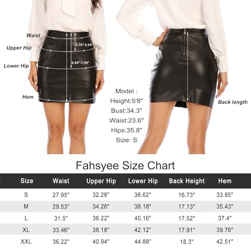 Jupe en cuir mini trapèze taille haute extensible grande taille - 6