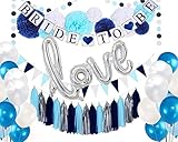 DOYOLLA Navy Bridal Shower Decorations Kit 53pcs - Tissue Paper Flowers, Navy Bride to Be Banner, Balloons, Triangle Bunting, Tassel Garland for Nautical Fishing Theme Wedding Party Decor