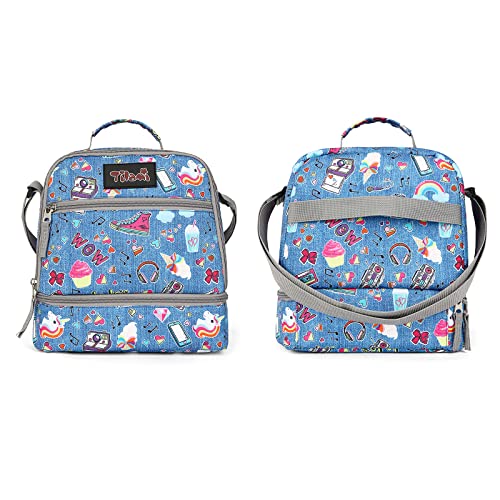 Tilami Lunch Bags Insulated Adjustable Strap Zipper, Water-Resistant Cooler Bags, Bento Bags For Kids Toddlers (Blue Jeans) #TOP1