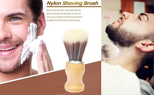 Luxxii - Men's Shaving Brush With Wooden Handle Pure Big Nylon Hair Soft Face Cleaning Makeup Facial Razor Brush Shave Tools #TOP5