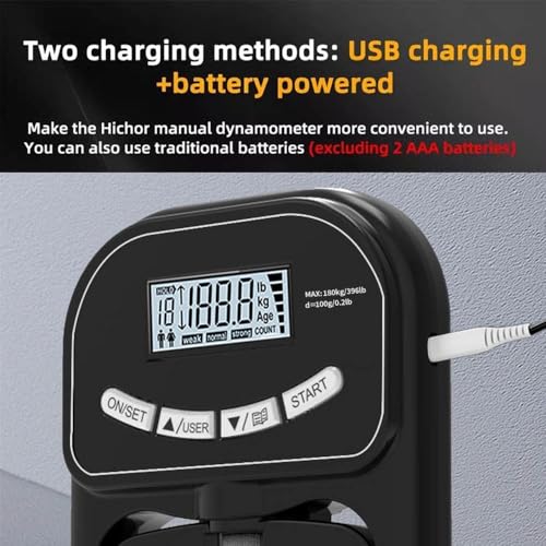 Electronic Hand Grip Dynamometer, Digital Hand Grip Strength Tester Trainer, Adjustable Handle Length, with LCD Display, Load Capacity 120KG/265LB, for Sport Home School Use