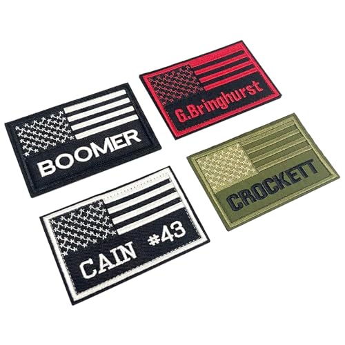 Kamao Custom Name Patches, 2 Pieces Personalized US Flag Military Patches , Embroidered Tactical Name Patch with Hook and Loop for Backpacks Caps Hats Jackets, Black, 9x6cm - Thumbnail 5