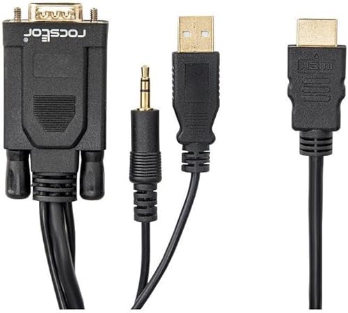 Rocstor Cable convertidor VGA a HDMI de 6 pies con soporte de alimentación y audio MM, compatible con computadoras, PC, computadora de escritorio,