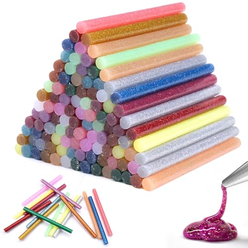 120 Pièces Baton de Colle pour Pistolet 7mm x 100mm, Baton Colle Pistolet Colorés, Bâtons de Colle Chaude, Colle Baton Couleurs Paillettees, pour Bricolage, Artisanat, Réparations (15 Couleur)
