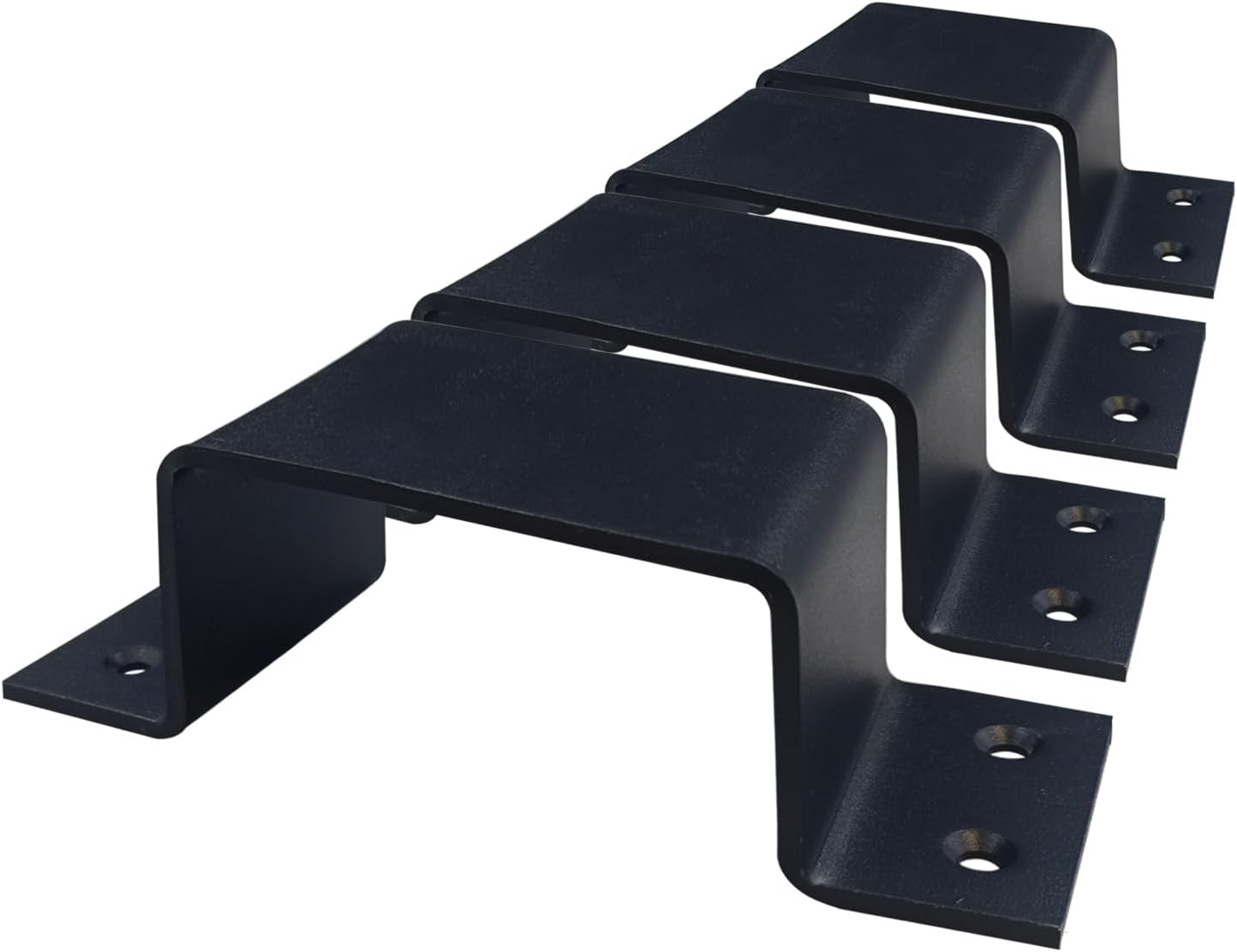 4 Pcs 2×4" Square Pipe Clamp Black Closed Bar Holder for Door Barricade, Square Tube Strap Clamps Fit Standard Lumber,3.8mm Thick