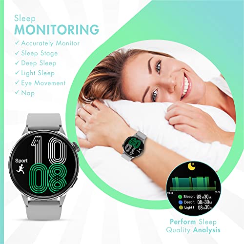 Ekton Smart Watches For Men & Women - Smart Watch For Android Phones, Make/Answer Calls, Messaging, Voice Assistant, Nfc Functions, Wireless Charging, Long Battery Life, Silver #TOP6