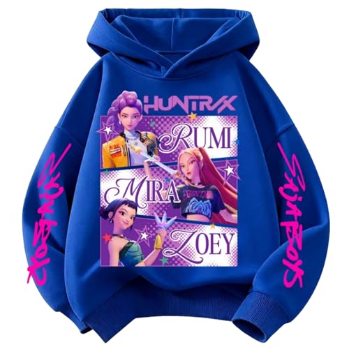 Genérico Sudadera KPOP Niña,2026 Sudadera con Capucha Moda Anime con Estampada de Demon música Sudaderas Cómodo Y2K para Niña de 2 a 14 Años 100 Blue ES287