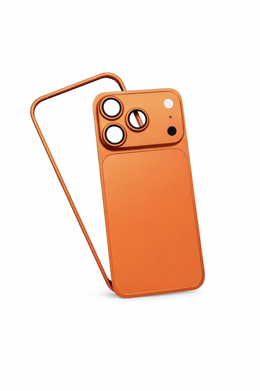 Hard Metal Converter KIT for i Phone 13/14/15/16 Pro Series into 17 Pro Max Look, Metal Backsheet + Frame, Shockproof (Orange, i Phone 16 Pro to 17 Pro)