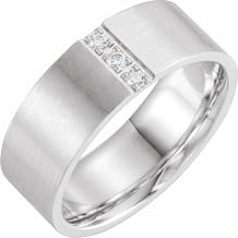 Solid Platinum 3 Three Stone .08 Cttw Black Diamond Wedding Band Ring Comfort Fit - Size 11 Width = 8mm