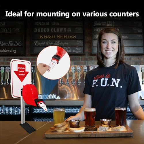 Take-A-Number System Ticketspender mit Zählerständer und 1 Rolle Queue Tape Papier 3 Ziffern 2000 Tickets für Warteschlangenrufsystem