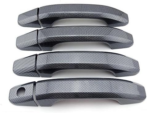 EZ Motoring Black Carbon Fiber Look ABS 4 Door Handle Cover Fit for 2014-2018 Chevy Silverado 1500/GMC Sierra 1500