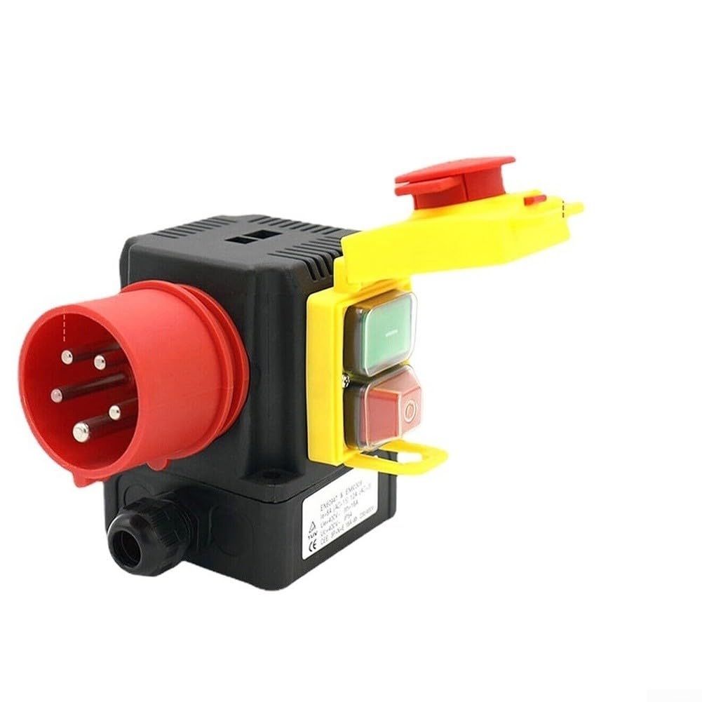 Interrupteur électromagnétique 12 A 400 V Protection sous tension Interrupteur de sécurité industriel PVC étanche IP54 Interrupteur d'arrêt d'urgence pour tours, fraisage, machines d'atelier
