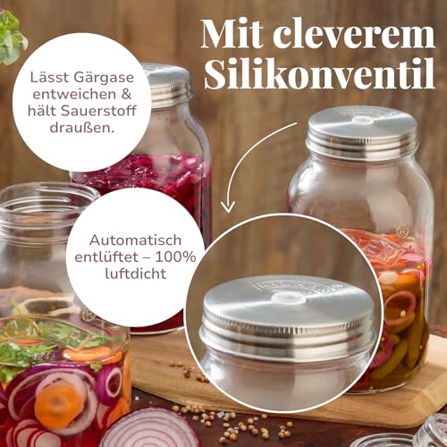 Kilner Fermentier Set mit 2x 1 Liter Gläsern und Gärungsdeckel